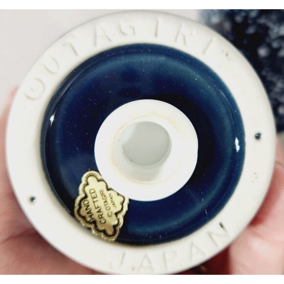 Otagiri Salt Pepper Shakers Splatter Speckled Blue Ceramic Vtg MCM Farmhouse - Picture 5 of 5